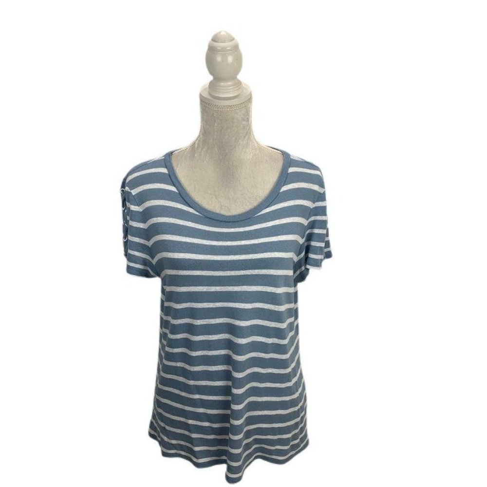 MICHAEL Michael Kors Stripe T-shirt Lace Up Sleeve